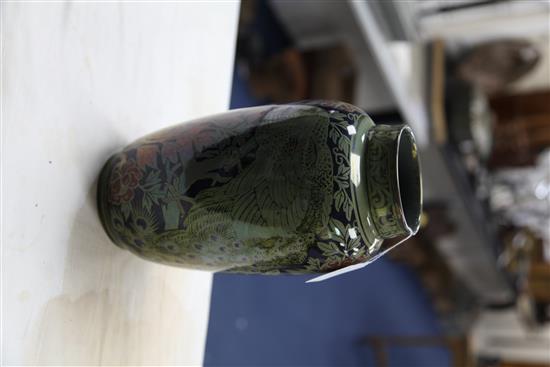 A large Pilkingtons Royal Lancastrian lustre peacock vase, by William S. Mycock, c.1923, 29cm